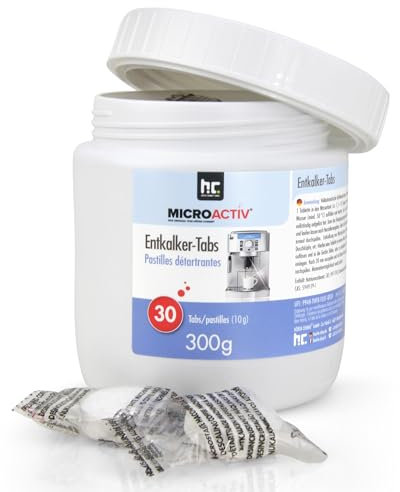 Microactiv® Pastilles Détartrantes pour Machine à Café – 300 g (30 Tabs) – Sans Phosphate, Dissolution Rapide – Détartrant Universel pour Appareils Ménagers