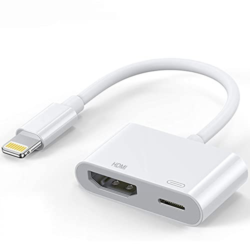 Lightning to HDMI Adapter, Apple MFi Certified Digital AV Converter with Charging Port, 1080P Sync Screen Video Dongle for iPhone, iPad to TV/Projector/Monitor