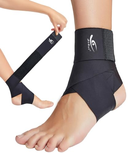 HiRui Ultrathin High-Elastic Ankle Wraps Ankle Brace for Men Women Kids, Adjustable Ankle Straps for Running, Football, Basketball, Sprains, Arthritis, Plantar Fasciitis (Black, Medium (Pack of 1))