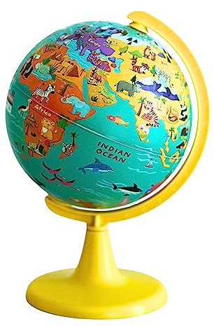TOPGLOBE Globo Educativo 15cm Mi Mundo Salvaje Con Rompecabezas De 54 Piezas. Girando, Girando, Jugando, Descubriendo Animales En La Tierra. Para El Hogar Y La Escuela.