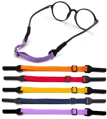 GWAWG 5 Stück verstellbare Brillenbänder, Universal Brillenband Silikon Sonnenbrillenband für Männer Frauen Jugendliche Brillen Sonnenbrille, mehrfarbig, 8.5inch / 21.6cm to 13.5inch / 34.3cm