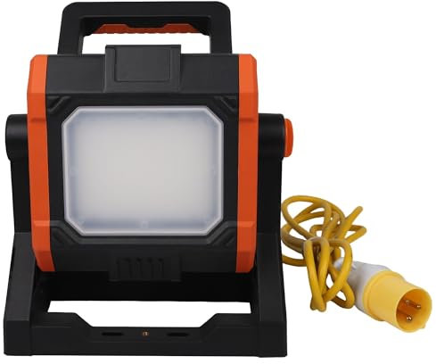 Portable LED Work Light 35W 110V Linkable Job Site Light with Twin 16 Amps Outlets 4000 Lumens Ideal for Work Sites Construction & Outdoor tasks