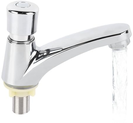 HERCHR Water Tap, Single Cold Faucet Water Saver Faucet Time Delay Faucet Public Water Faucet Self Closing Water Tap for Bathroom