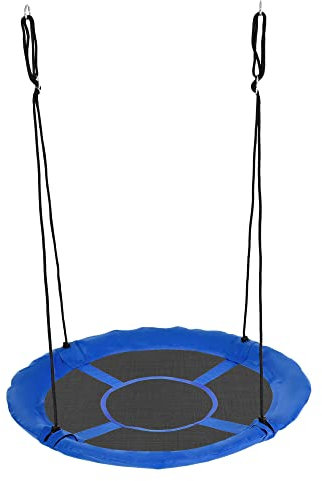 Outsunny Nestschaukel Ø110 cm, Hängeschaukel bis 100 kg, verstellbar Kinderschaukel, Kinderschaukel Garten-Schaukel Tellerschaukel für 3-12 Jahre Kinder, Blau