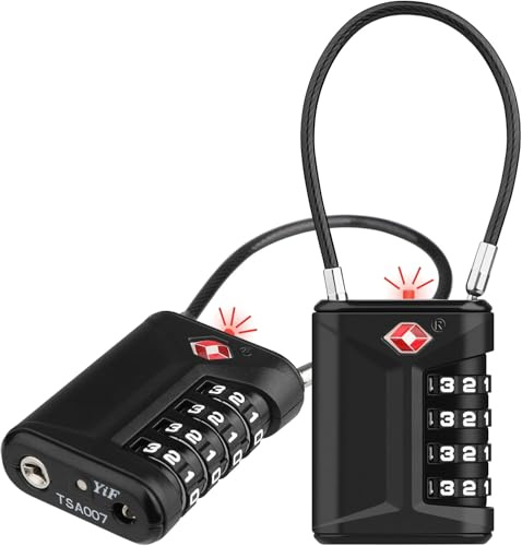 Diyife Serrure à Bagages TSA, [Lot de 2] Cadenas à Code 4 Chiffres, Cadenas Valise à Combinaison, Serrures à Bagages pour Valises, Sacs de Sport, Sacs à Dos