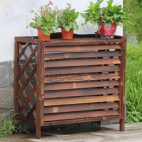 Verkleidung aus Holz Massivholz Klimaanlage Abdeckung Schutzgitter für Klimaanlagen und Wärmepumpen, Zaun-Klimaanlagen-Rack Blumenständer Für Dekorativer Garten Draußen Jalousien Klimaanlagenzaun (Gr