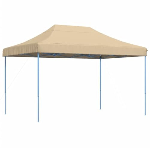 vidaXL Pop-Up Party Tent - Foldable and Spacious Event Gazebo, Beige Oxford Fabric, Waterproof PVC Coated, Steel Frame, 410x279x315 cm, Outdoor Gathering Pavilion
