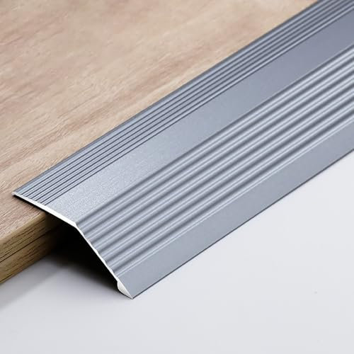 Raouoae Abschlussprofil Holz-zu-Fliesen Übergangsprofil Abdeckleiste Länge: 90cm *3 Boden Übergangsschiene Teppichschiene Schweller Laminat Parkett Übergangsprofil(Grau,Breite: 55 mm)