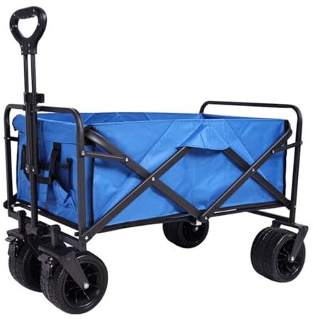 Bollerwagen faltbar Handwagen mit abnehmbarem Stoff Klappwagen Transportwagen tragbar Strandwagen Gartenwagen Faltwagen belastbar bis 100kg für Camping Garten Einkauf F,98 * 96 * 59cm