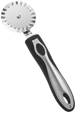 Roulette de coupe pour raviolis - Roulette à pâtisserie cannelée en acier inoxydable pour cuisine - Outil de découpe pour pizza et pâtes - Poignée antidérapante