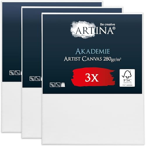 Artina FSC 3er Set bespannte Keilrahmen Leinwände für Acrylfarben leinwand | 80x120 cm Canvas 100% Baumwolle Acryl Rahmen zum malen