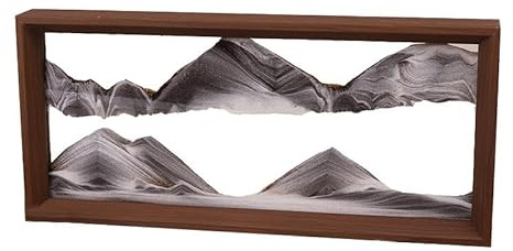 AzureLeap Pittura di Sabbia che Scorre Quadro 3D Sabbia Dinamica Paesaggio Marino, Decorazioni per Casa e Ufficio Giocattolo da Scrivania per Adulti Cornice in Legno [Nero-14]