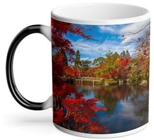 Mug Thermo-réactif Tasse Magique - Pont Enjambe un Lac Bordé d'Arbre Automne Japon - 325 ml