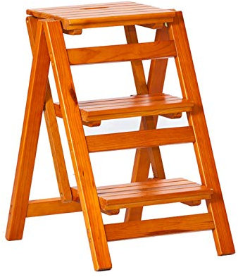 Escabeau pliable en bois massif pour cuisine/bureau/bibliothèque 3 marches portable et multi-usages