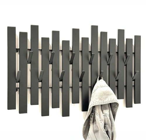 DanDiBo Wandgarderobe Schwarz Metall Modern 96637 Garderobe Wand mit Haken Garderobenleiste Hakenleiste Garderobenhaken