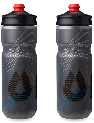 HydraPak | Polar Bottle - Polar Surge Insulated Bike Water Bottle 2-Pack - High Flow, Cycling & Sports Squeeze Bottle (Ascent Black, 600ml / 20oz)