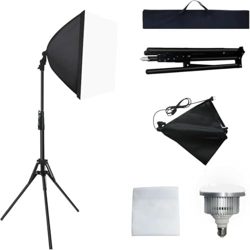 Softbox Lighting Kit 2 Pack, Foccalli 85W Rotatable Soft Box Continuous Lighting with Dimmable 2700-6400K LED Light Bulb, Photo Studio Lights for Shooting Video Portraits