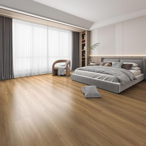 Home Treats Pack Of 6 Waterproof Laminate Floorboard Flooring Planks, Solid Wooden Flloring For Home, Kitchen, Living Room, Bedrooms, Size 122cm x 20cm (Oak)