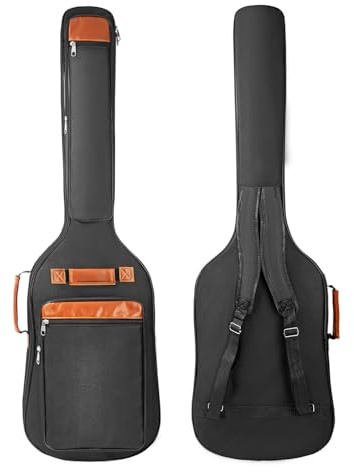 MUZNOTE Gitarrentasche für Bassgitarre, 119,9 cm, 6 mm Polsterung, für E-Bass, weiche Gitarrentasche, Schlaufe auf der Rückseite, Schwarz