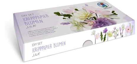 URSUS 27030002F - Set di fiori viola fai da te in carta crespa, per realizzare un bouquet di fiori, ad esempio rosa, lavanda, eucalipto e papavero, inclusi i video esplicativi