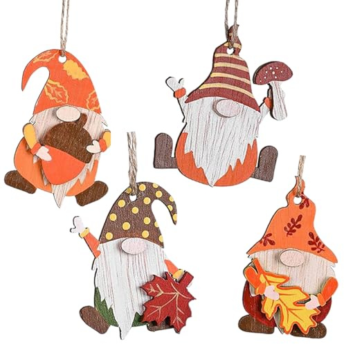 24 Stück Herbst Deko, Holz Deko Hänger, 4 Verschiedene Motive, Fensterhänger Für Herbstdeko, Tischdeko Und Geschenk, Mit Schnur Zum Aufhängen