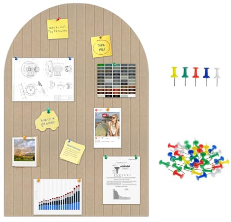 Pinnwand Filz Selbstklebend 60×90cm Große Board: GEEKHOM 2 Stück Bogenförmige + 4 Stück Pinnwand aus Filz mit Selbstklebendem Klebeband - für Büro, Schule, Kinderzimmer, Küche - Dunkelkamel