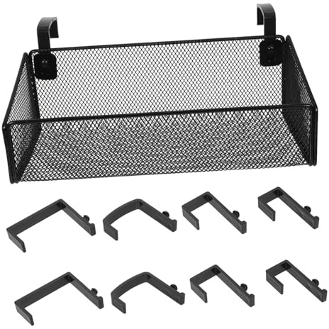 CORHAD Bedside Hanging Storage Basket for Bunk Beds Double-layer Iron Metal Mesh Organizer with Phone Holder Black for Bedroom Dorm Office