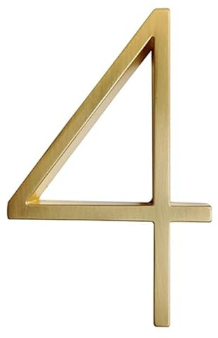 Hausnummernschild, 127 mm goldene, schwebende, moderne Hausnummernschilder aus satiniertem Messing, for digitale Außenschilder (5 Zoll)(4)