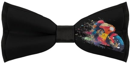 Watercolor Motorcycle Rider Men’s Bow Tie Pre-tied Fashion Bowtie Classic Adjustable Formal Neckwear for Weddings Party
