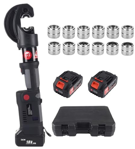 Crimpatrice idraulica elettrica portatile 12 tonnellate, pinza crimpatrice ricaricabile, crimpatura continua cavi rame alluminio con LED display