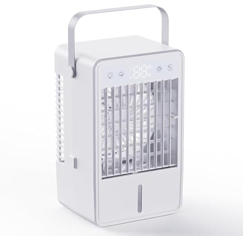 Mini Enfriador de Aire Portátil con Depósito de 1000ml con 5 Velocidades y 3 Modos de Neblina, USB con Mando a Distancia