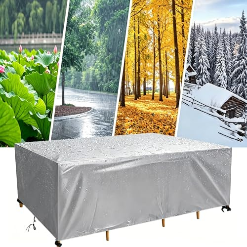 DSRDRFG Copertura Tavolo Esterno Impermeabile 240x90x120cm/LxPxA Copertura Per Mobili da Giardino Telo, Anti-UV Copridivano Esterno Telo Copri Divano da Giardino, Rettangolare, Nero