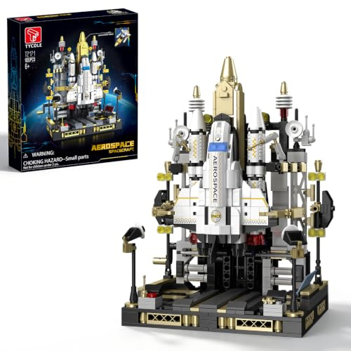 TYCOLE Navette Spatiale en Briques avec Base de Lancement, 920 Pièces | Lancement à Engrenages, Modèle Spatial, Jouet STEM, Déco Maison, Cadeau Anniversaire & Noël pour Enfants 6+, Ados & Adultes