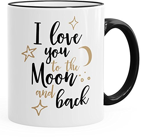 MoonWorks Kaffee-Tasse I Love You to The Moon and Back Geschenktasse Liebe Partnerschaft schwarz Unisize