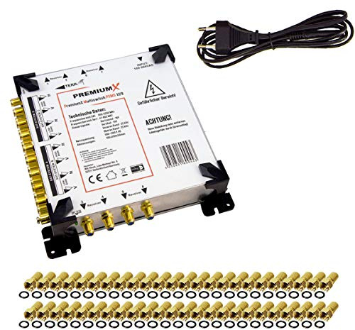 Premium X Multischalter Set 17/8 Multiswitch 48x F-Stecker, Satverteiler 4 SAT für 8 Teilnehmer