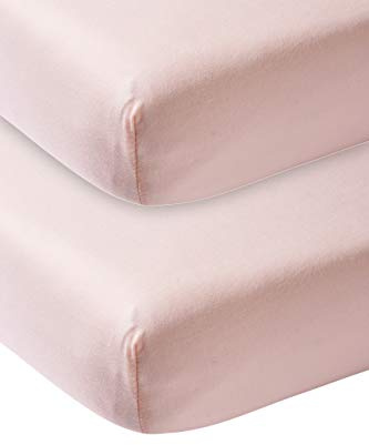 Meyco Baby Uni Spannbettlaken 2er Pack für das Kinderbett (Bettlaken mit weicher Jersey-Qualität, aus 100% Baumwolle, perfekte Passform durch Rundum-Gummizug, Maße: 70 x 140 cm), Hellrosa