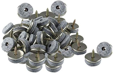uxcell 48pcs Screw Felt Glider Furniture Pad Nails Screw-in Glide Slider 24mm/ 1 Dia for Wooden Table Desk Leg Feet
