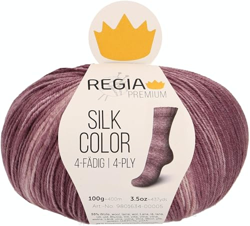 REGIA Premium Silk Color 9801634-00045 feige color Handstrickgarn, Sockengarn, 100g Knäuel