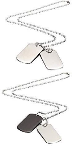 MicVivien Herren Halskette Dog Tag aus Edelstahl Fahrrad Motorradfahrer Einstellbare Kette Geschenk für Jungen Silber Schwarz