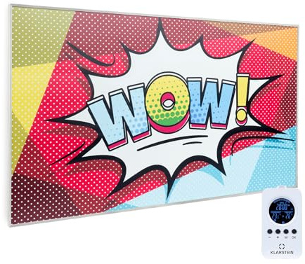 Klarstein Radiador Infrarrojos Pared Potencia 600W, Placa Calor Bajo Consumo Sin CO2, Panel Radiante Bajo Consumo, Infrarrojos Calefaccion, Calefactores Infrarojos Panel Radiante Pared