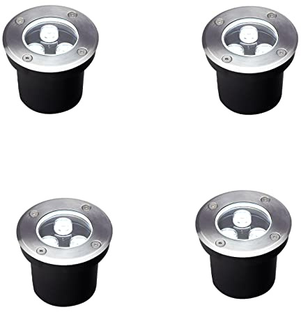 GOCuces 3W Well Lights Landscape LED in Ground,Diameter 4 Inches,High Voltage 110V 120V,Outdoor Landscaping Lights Wired,White 6500K,Waterproof IP67,for Pathway,Yard,Deck,Garden,Pack of 4
