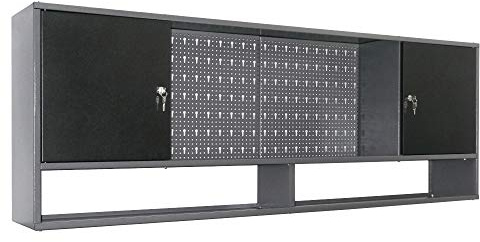 Germania Werkstattschrank 170 x 60 x 26 cm 4-teilig zur Wandmontage - Werkstatteinrichtung mit abschließbaren Türen, Lochwand & Ablagefläche