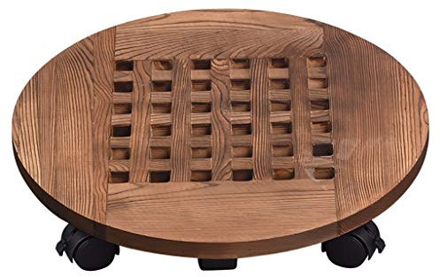 MESURE Pflanzenroller Holz Rund,Rollender Hölzerner Pflanzer-Caddy Mit Rädern, Hochleistungs-industrieller Rustikaler Pflanzgefäß Aufgehüllt Draußen Innen,Pflanze Dolly Für Tatio, Garten, Hause