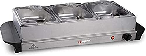 alpina Buffetwärmer - 3 Behälter à 1,25 Liter - Kochplatte - Thermostat - Safe
