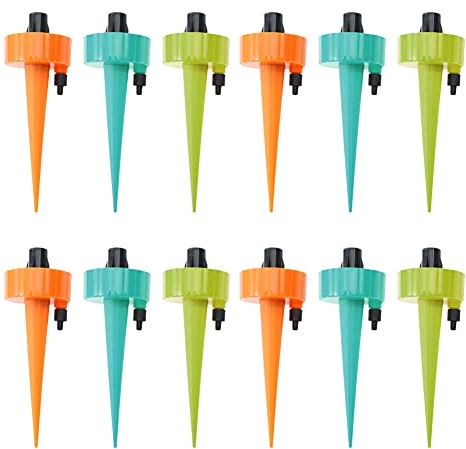 Plantes Arrosage Automatique Kit 12 Pcs, Arroseurs Automatiques Plantes, Système DIrrigation Réglable, Dispositifs Darrosage avec Vannes de Régulation à Liberation Lente pour Intérieur Extérieur