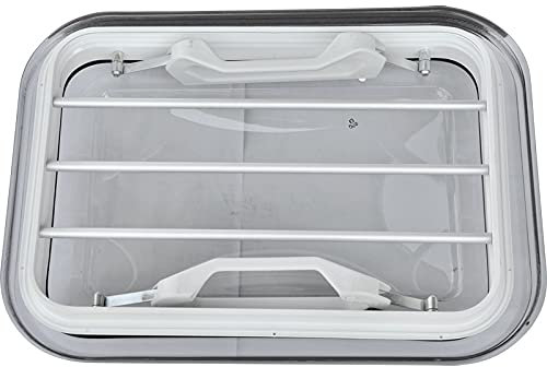 mb-m Ausstellfenster Seitenfenster Dachluke Dachfenster Dachhaube mit Schutzgitter, dunkel getönt für Pferdeanhänger