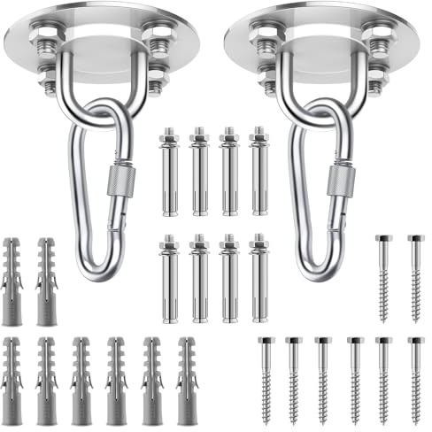 Awroutdoor Deckenhaken, 400KG Kapazität Hängesessel, Premium Edelstahl Professionell Schaukelhaken für, Hängelampe, Hängematte Boxsack, Schaukel, 2 PCS, 2 PCS