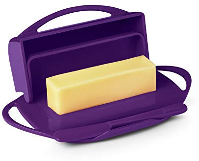 CJCSM Mantequera, Mantequillera con Tapa, Mantequillera abatible con esparcidor a Juego (Purple)