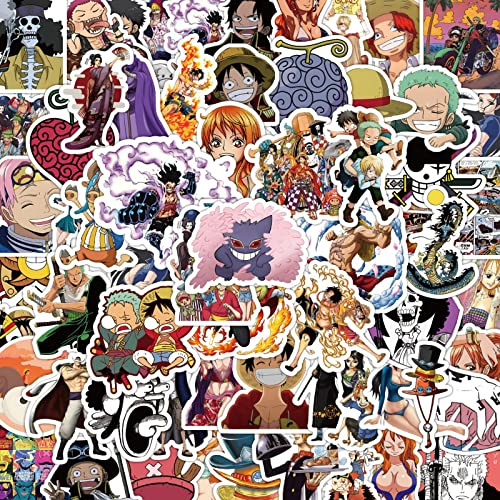 One Piece Collection Sticker Pack 60pcs for Water Bottles Laptops Cars Skateboards Mens Cave Decorations Teens Adults Sticker