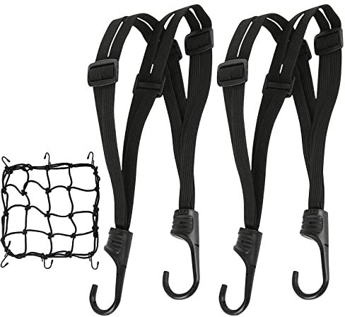 3 Stücke Spanngurt Gepäckträger mit Haken, Elastische Fahrrad Expander für Motorradhelm, Gepäck und Motorrad